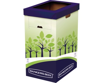 Fellowes Bankers Box Contenedor de Reciclaje 69L - Certificacion FSC - Doble Abertura - Fabricado en Carton Reciclado Resistente