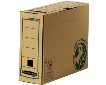 Fellowes Bankers Box Earth Caja de Archivo Definitivo A4 100mm - Montaje Manual - Carton Reciclado Certificacion FSC - Color Marron