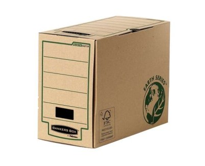 Fellowes Bankers Box Earth Caja de Archivo Definitivo Folio 150mm - Montaje Manual - Carton Reciclado Certificacion FSC - Color Marron
