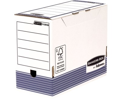 Fellowes Bankers Box Pack de 10 Cajas de Archivos Tama&ntilde;o A4+ Fastfold - Medidas Internas 24.9x14.3x33cm - Medidas Externas 25.3x15x34.5cm - Lomo de 150mm - Montaje Automatico - Certificacion FSC