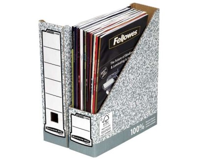 Fellowes Bankers Box Revistero A4 80mm - Montaje Manual - Carton Reciclado Certificacion FSC - Color Gris