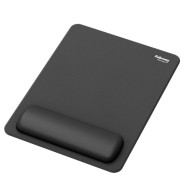 Fellowes Breyta Alfombrilla con Reposamuñecas XL - Revestimiento Antipolvo - Proteccion Antimicrobiana - Tacto Suave - Fabricado con Material Reciclado - 28x21x1.75cm - Color Negro