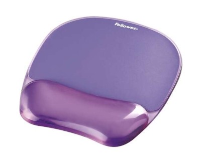 Fellowes Crystal Alfombrilla con Reposamu&ntilde;ecas de Gel - Resistente a las Manchas - 20x23cm - Color Violeta