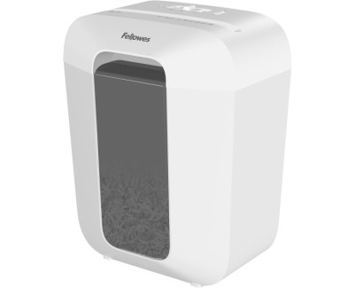 Fellowes LX50 Destructora de Papel Manual Corte en Particulas P-4 - Destruye hasta 9 Hojas a la Vez - Capacidad de la Papelera 17L - Color Blanco