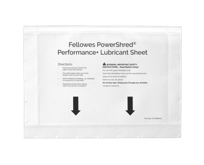 Fellowes Pack de 10 Hojas Lubricantes para Destructoras - Mejora Rendimiento y Evita Atascos - Aceite Vegetal - Compatible con Todas Las Marcas - para Corte en Particulas, Minicorte y Microcorte