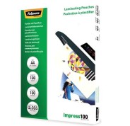 Fellowes Pack de 100 Fundas para Plastificar Brillo A4 - 100 Micras - Alta Calidad - Transparente