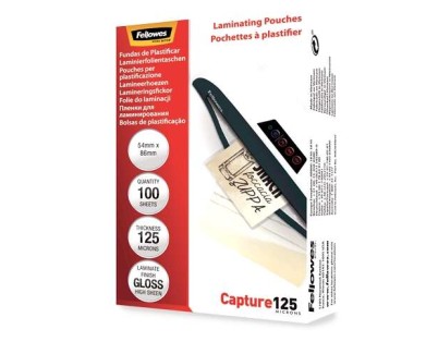 Fellowes Pack de 100 Fundas para Plastificar Tarjetas 54 x 86 mm Brillo - 125 Micras - Alta Calidad - Transparente