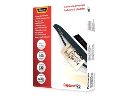 Fellowes Pack de 100 Fundas para Plastificar Tarjetas 83 x 113cm - 125 Micras - Alta Calidad - Transparente