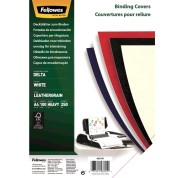 Fellowes Pack de 100 Portadas de Carton Simil Piel Delta Cuero A4 - 250 gr - Color Blanco