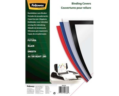 Fellowes Pack de 100 Portadas de Polipropileno A4 - 280 Micras - Muy Resistentes - Color Negro