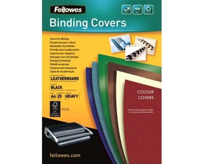 Fellowes Pack de 25 Portadas de Carton Simil Piel Delta Cuero A4 - 250 gr - Color Negro
