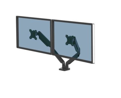 Fellowes Platinum Series Brazo para Monitor Doble - Hasta 32\" y 8kg - 2 Puertos USB - Sistema de Gestion de Cables - Color Negro