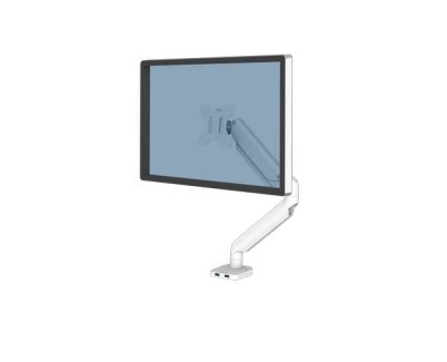 Fellowes Platinum Series Brazo para Monitor Individual - Ajustable con Muelle de Gas - 2 Puertos USB - Sistema de Gestion de Cables - Color Blanco