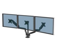 Fellowes Platinum Series Brazo para Monitor Triple - Hasta 27\" y 7kg - 2 Puertos USB - Ajustable con Muelle de Gas - Sistema de Gestion de Cables - Color Negro