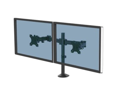 Fellowes Reflex Brazo para Monitor Doble - Hasta 27\" y 8kg - Ajustable en Altura y Profundidad - Gestion de Cables Integrada - Color Negro
