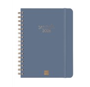 Finocam Alma Agenda - Anual 2026 - con Espiral - Formato E10 - 172x19x220mm - Semana Vista Horizontal - Color Azul