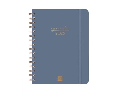 Finocam Alma Agenda - Anual 2026 - con Espiral - Formato E10 - 172x19x220mm - Semana Vista Horizontal - Color Azul