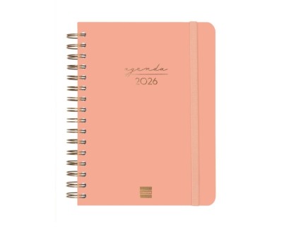 Finocam Alma Agenda - Anual 2026 - con Espiral - Formato E10 - 180x30x220mm - 1 Dia por Pagina - Color Coral