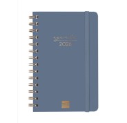 Finocam Alma Agenda - Anual 2026 - con Espiral - Formato E5 - 131x19x190mm - Semana Vista Horizontal - Color Azul