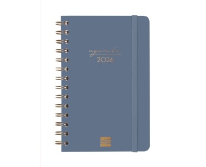 Finocam Alma Agenda - Anual 2026 - con Espiral - Formato E5 - 131x19x190mm - Semana Vista Horizontal - Color Azul