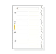 Finocam C175 Indice Alfabetico para Agendas Classic - 12 Solapas - Formato 601 - 56x89x3mm - Cartulina - Color Blanco