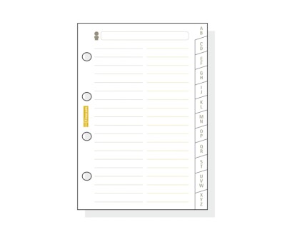 Finocam C175 Indice Alfabetico para Agendas Classic - 12 Solapas - Formato 601 - 56x89x3mm - Cartulina - Color Blanco