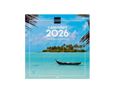 Finocam Calendario de Pared en Catalan - Anual 2026 - Imagenes Variadas - 300x300mm - Espacio para Escribir - Tematica de Paisajes