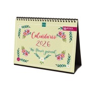 Finocam Calendario de Sobremesa - Anual 2026 - Imagenes Variadas - Espacio para Escribir - Tematica de Flores