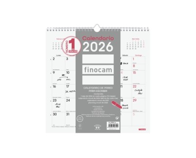 Finocam Chic Calendario de Pared - Anual 2026 - 300x5x310mm - Espacio para Escribir - Color Blanco