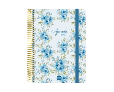 Finocam Cloe Agenda de Espiral - 16 Meses - Semana Vista Horizontal - Formato E10 - 155x212mm - Tapa Dura - Papel de 100g/m2 - Cierre con Goma Elastica - Adhesivos Tematicos - Multicolor