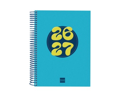 Finocam Cool Agenda Escolar 26/27 - 1 Dia por Pagina - Formato 4&ordm; - 155x212mm - Tapas de Carton Forrado - Papel de 80g/m2 - Espiral Metalica - Esquinas Microperforadas - Color Azul