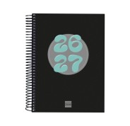Finocam Cool Agenda Escolar 26/27 - 1 Dia por Pagina - Formato 4º - 155x212mm - Tapas de Carton Forrado - Papel de 80g/m2 - Espiral Metalica - Esquinas Microperforadas - Color Negro
