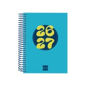 Finocam Cool Agenda Escolar 26/27 - 1 Dia por Pagina - Formato 8º - 120x164mm - Tapas de Carton Forrado - Papel de 80g/m2 - Espiral Metalica - Esquinas Microperforadas - Color Azul
