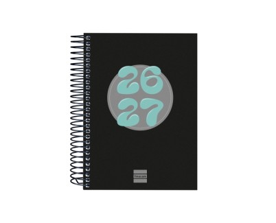 Finocam Cool Agenda Escolar 26/27 - 1 Dia por Pagina - Formato 8&ordm; - 120x164mm - Tapas de Carton Forrado - Papel de 80g/m2 - Espiral Metalica - Esquinas Microperforadas - Color Negro