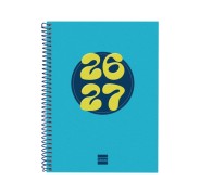 Finocam Cool Agenda Escolar 26/27 - Semana Vista Horizontal - Formato 4º - 155x212mm - Tapas de Carton Forrado - Papel de 80g/m2 - Espiral Metalica - Esquinas Microperforadas - Color Azul