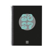 Finocam Cool Agenda Escolar 26/27 - Semana Vista Horizontal - Formato 4º - 155x212mm - Tapas de Carton Forrado - Papel de 80g/m2 - Espiral Metalica - Esquinas Microperforadas - Color Negro