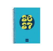 Finocam Cool Agenda Escolar 26/27 - Semana Vista Horizontal - Formato 8º - 120x164mm - Tapas de Carton Forrado - Papel de 80g/m2 - Espiral Metalica - Esquinas Microperforadas - Color Azul