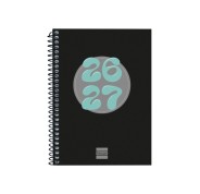Finocam Cool Agenda Escolar 26/27 - Semana Vista Horizontal - Formato 8º - 120x164mm - Tapas de Carton Forrado - Papel de 80g/m2 - Espiral Metalica - Esquinas Microperforadas - Color Negro