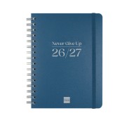 Finocam Cosmo Flex Agenda Escolar 26/27 - Semana Vista Horizontal - Formato 4º - 155x212mm - Tapas de Polipropileno - Papel de 80g/m2 - Espiral Metalica - Esquinas Microperforadas - Color Azul