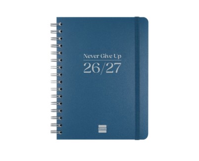 Finocam Cosmo Flex Agenda Escolar 26/27 - Semana Vista Horizontal - Formato 4&ordm; - 155x212mm - Tapas de Polipropileno - Papel de 80g/m2 - Espiral Metalica - Esquinas Microperforadas - Color Azul