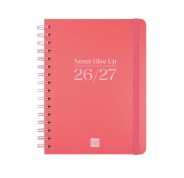 Finocam Cosmo Flex Agenda Escolar 26/27 - Semana Vista Horizontal - Formato 4º - 155x212mm - Tapas de Polipropileno - Papel de 80g/m2 - Espiral Metalica - Esquinas Microperforadas - Color Rojo