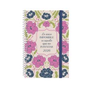 Finocam Design Collection Agenda de Espiral - Anual 2026 - Tapa Ligera - Formato E5 - 124x14x181mm - Semana Vista Horizontal - Tematica de Flores