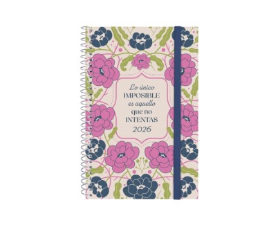Finocam Design Collection Agenda de Espiral - Anual 2026 - Tapa Ligera - Formato E5 - 124x14x181mm - Semana Vista Horizontal - Tematica de Flores