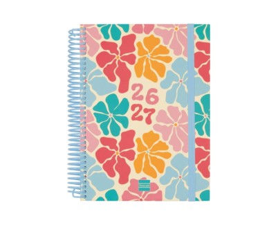 Finocam Diva Agenda Escolar 26/27 - 1 Dia por Pagina - Formato 4&ordm; - 155x212mm - Tapas de Carton Forrado - Papel de 80g/m2 - Espiral de Plastico - Esquinas Microperforadas - Multicolor