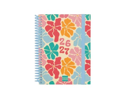 Finocam Diva Agenda Escolar 26/27 - Semana Vista Horizontal - Formato 8&ordm; - 120x164mm - Tapas de Carton Forrado - Papel de 80g/m2 - Espiral de Plastico - Esquinas Microperforadas - Multicolor