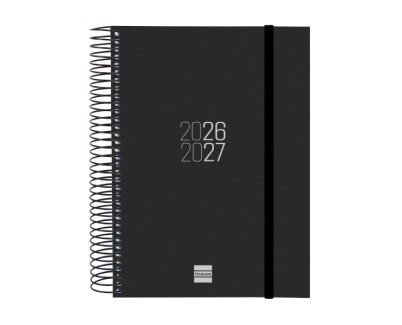 Finocam Espir Agenda Escolar 26/27 - 1 Dia por Pagina - Formato E10 - 155x212mm - Tapas de Polipropileno - Papel de 70g/m2 - Espiral Metalica - Esquinas Microperforadas - Color Negro