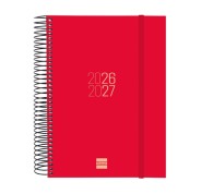 Finocam Espir Agenda Escolar 26/27 - 1 Dia por Pagina - Formato E10 - 155x212mm - Tapas de Polipropileno - Papel de 70g/m2 - Espiral Metalica - Esquinas Microperforadas - Color Rojo