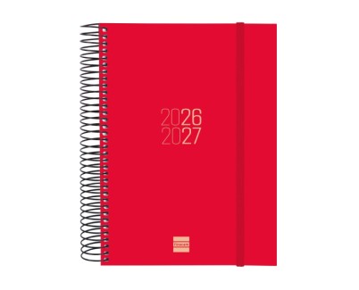 Finocam Espir Agenda Escolar 26/27 - 1 Dia por Pagina - Formato E10 - 155x212mm - Tapas de Polipropileno - Papel de 70g/m2 - Espiral Metalica - Esquinas Microperforadas - Color Rojo