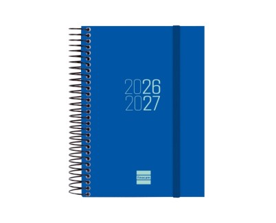Finocam Espir Agenda Escolar 26/27 - 1 Dia por Pagina - Formato E8 - 120x171mm - Tapas de Polipropileno - Papel de 70g/m2 - Espiral Metalica - Esquinas Microperforadas - Color Azul