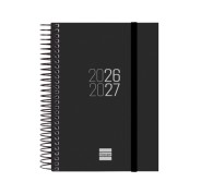 Finocam Espir Agenda Escolar 26/27 - 1 Dia por Pagina - Formato E8 - 120x171mm - Tapas de Polipropileno - Papel de 70g/m2 - Espiral Metalica - Esquinas Microperforadas - Color Negro